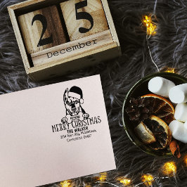 Niedlicher Hund Frohe Weihnachtsfeier Rücksendeadr Gummistempel