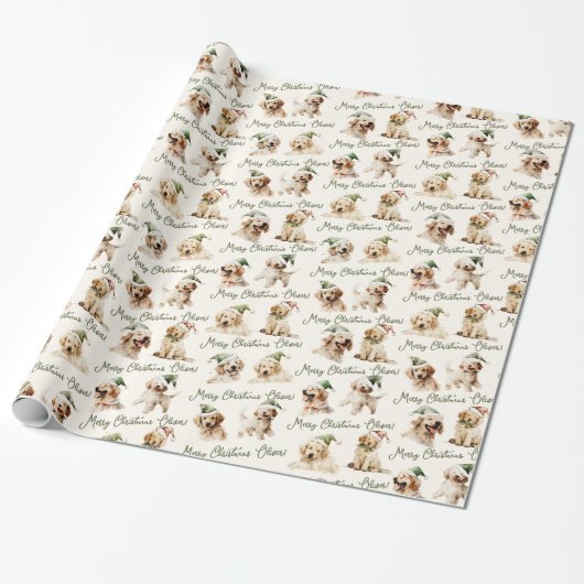 Niedlicher Hund Frohe Weihnachtswrapping Papier Geschenkpapier (Ungerollt)