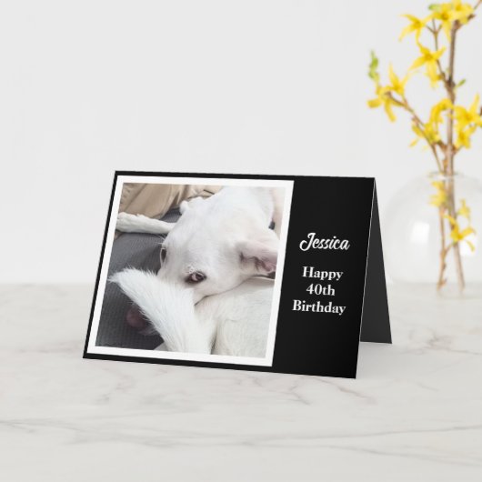 Niedlicher Hund Funny 40. Geburtstag Karte (Gelbe Blume)