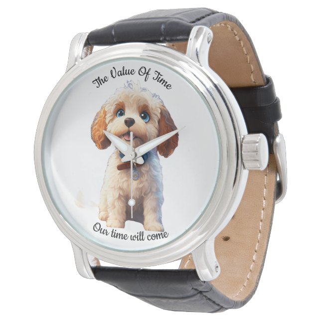 Niedlicher Hund für die leere Welpenuhr - Armbanduhr (Schrägansicht)