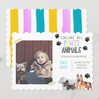 Niedlicher Hund Geburtstagsparty Party einladen Einladung