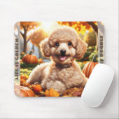 Niedlicher Hund Goldendoodle Welpe Fall Pumpkin Na Mousepad (Mit Mouse)