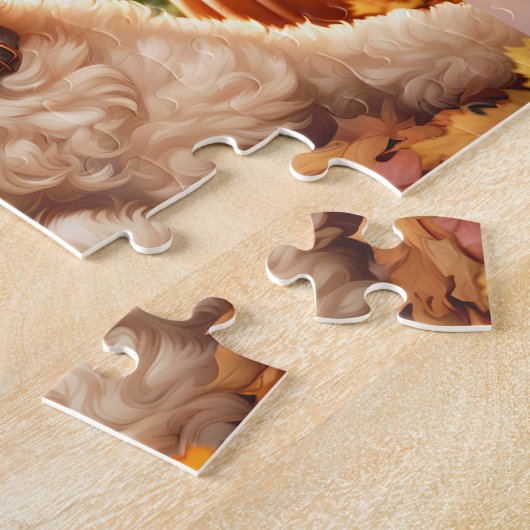 Niedlicher Hund Goldendoodle Welpe Fall Pumpkin Na Puzzle (Seite)