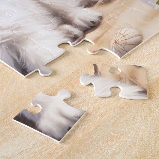 Niedlicher Hund große Pyrenäen Weiße Welpe Individ Puzzle (Seite)