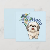 Niedlicher Hund Hallo Flat Card (Vorne/Hinten)