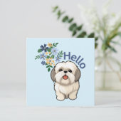 Niedlicher Hund Hallo Flat Card (Stehend Vorderseite)