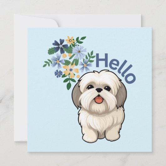 Niedlicher Hund Hallo Flat Card (Vorderseite)