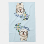 Niedlicher Hund Hallo Geschirrtuch (Vertikal)