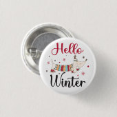 Niedlicher Hund Hallo Winter Button (Vorne & Hinten)