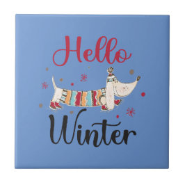 Niedlicher Hund Hallo Winter Fliese