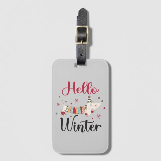 Niedlicher Hund Hallo Winter Gepäckanhänger (Vorderseite Vertikal)