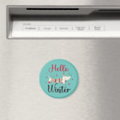 Niedlicher Hund Hallo Winter Magnet (In Situ (Geschirrspüler))