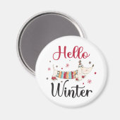 Niedlicher Hund Hallo Winter Magnet (Vorderseite/Rückseite)