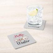 Niedlicher Hund Hallo Winter Rechteckiger Pappuntersetzer (Vor Ort)