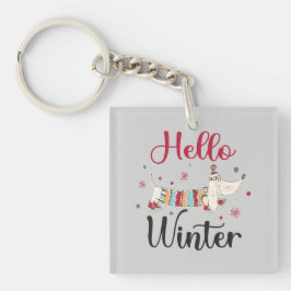 Niedlicher Hund Hallo Winter Schlüsselanhänger