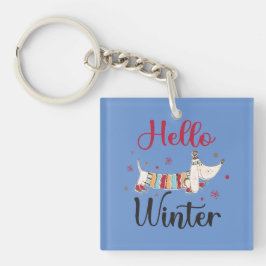 Niedlicher Hund Hallo Winter Schlüsselanhänger