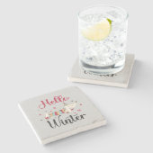 Niedlicher Hund Hallo Winter Steinuntersetzer (Seitenansicht)