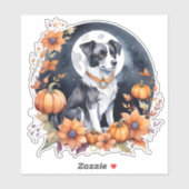 Niedlicher Hund Halloween Blumenmoon Canine Lover Aufkleber (Blatt)