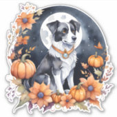 Niedlicher Hund Halloween Blumenmoon Canine Lover Aufkleber (Vorderseite)
