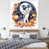 Niedlicher Hund Halloween Blumenmoon Canine Lover Leinwanddruck (Insitu (Schlafzimmer))