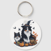 Niedlicher Hund Halloween Schlüsselanhänger (Rückseite)