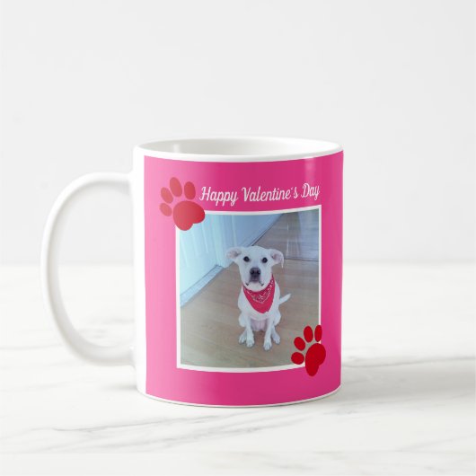 Niedlicher Hund Happy Valentines Day Red Paws 2 Fo Kaffeetasse (Links)