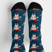 Niedlicher Hund Haustier Foto Navy Blue Red Weihna Socken (Oben)