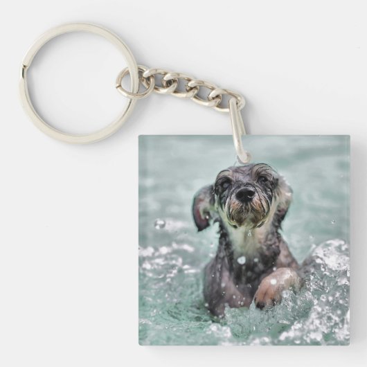 Niedlicher Hund Hunde Schwimmen Schlüsselanhänger (Vorderseite)