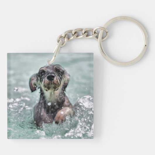 Niedlicher Hund Hunde Schwimmen Schlüsselanhänger (Rückseite)