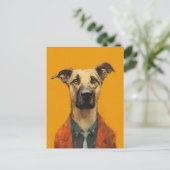 Niedlicher Hund im Anzug Postkarte (Stehend Vorderseite)
