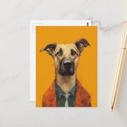 Niedlicher Hund im Anzug Postkarte (Vorderseite/Rückseite Beispiel)