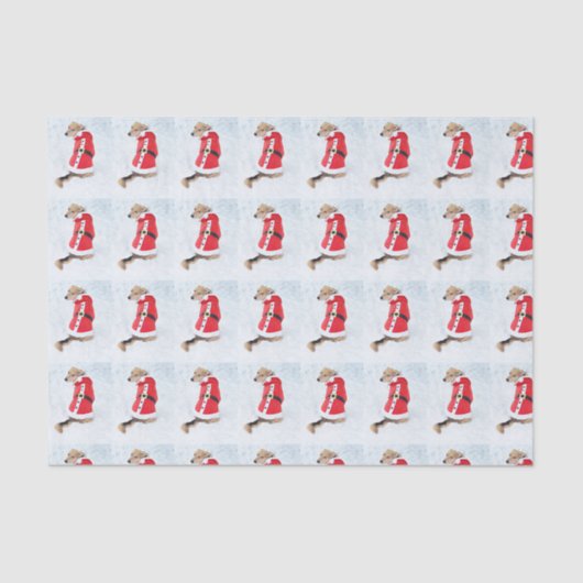 Niedlicher Hund im Schnee, der Seidenpapier (Vorderseite)