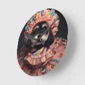 Niedlicher Hund in einem gekleideten Kleid Runde Wanduhr (Winkel)