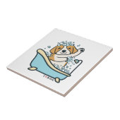 Niedlicher Hund in einer Duschvorführung Fliese (Seite)