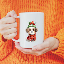 Niedlicher Hund in Weihnachtshut Kaffeetasse