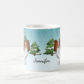 Niedlicher Hund in Winterwald, rot und weiß Papill Kaffeetasse (Mittel)