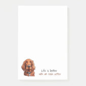 Niedlicher Hund Irish Setter Life is Better Post-it Klebezettel (Vorderseite)