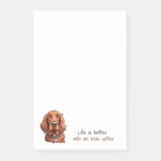 Niedlicher Hund Irish Setter Life is Better Post-it Klebezettel (Vorderseite)