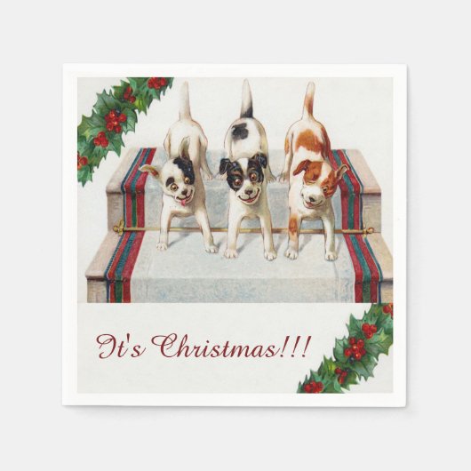 Niedlicher Hund ist "Weihnachten" Serviette (Vorderseite)