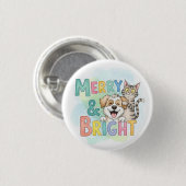 Niedlicher Hund & Katze Merry & Bright Button (Vorne & Hinten)