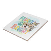 Niedlicher Hund & Katze Merry & Bright Fliese (Seite)