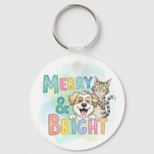 Niedlicher Hund & Katze Merry & Bright Schlüsselanhänger