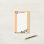 Niedlicher Hund Katze Paw Herz Orange Post-it Klebezettel (Auf Schreibtisch)