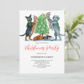 Niedlicher Hund Katze Weihnachtsfest Party Einladung (Stehend Vorderseite)