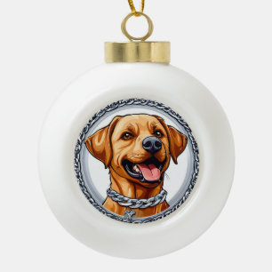 Niedlicher Hund Keramik Kugel-Ornament