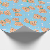 Niedlicher Hund & Knochen Einfach Blaues Geburtsta Geschenkpapier (Ecke)