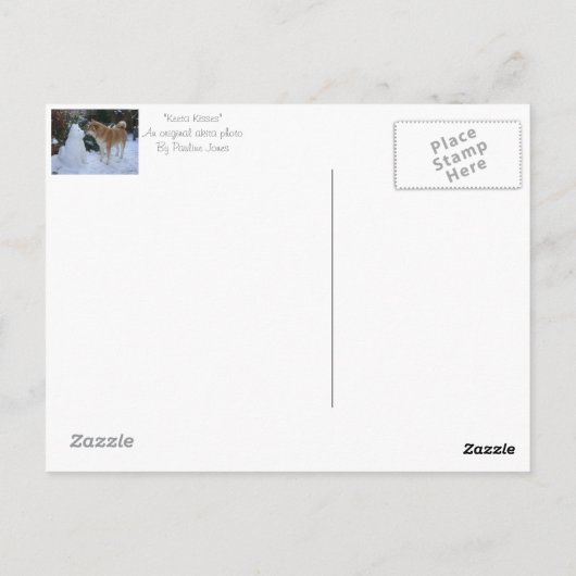 niedlicher Hund küsst Schneeszene bei Weihnachten Postkarte (Rückseite)