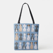 Niedlicher Hund liebt Monogramm Blau Tasche (Rückseite)