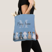Niedlicher Hund liebt Monogramm Blau Tasche (Von Nahem)