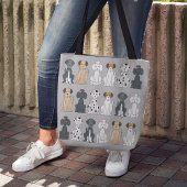 Niedlicher Hund liebt Monogramm Grau Tasche